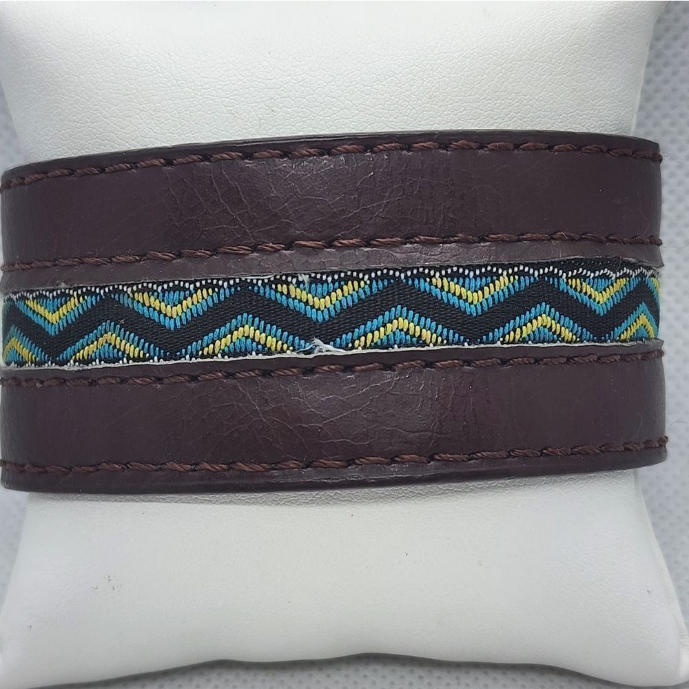 Guang Tong Brown & Blue Chevron Bracelet